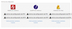 Archivo de configuración FTP FileZilla