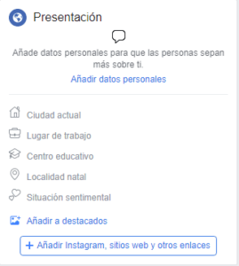 Crear una cuenta en facebook editar perfil