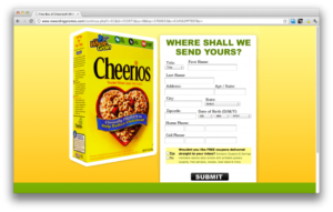 Ofertas de email submit segunda página de Cheerios