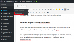 Tutorial wordpress añadir páginas