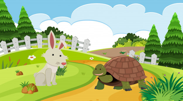 Carrera del conejo y la tortuga